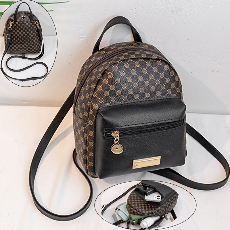 Geo Pattern Small Backpack Women's Faux Leather Backpack