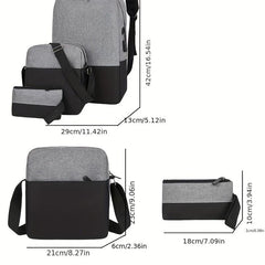 Preppy 3 Pcs Colorblock Bag Sets Backpack Crossbody Clutch Pouch Back To School