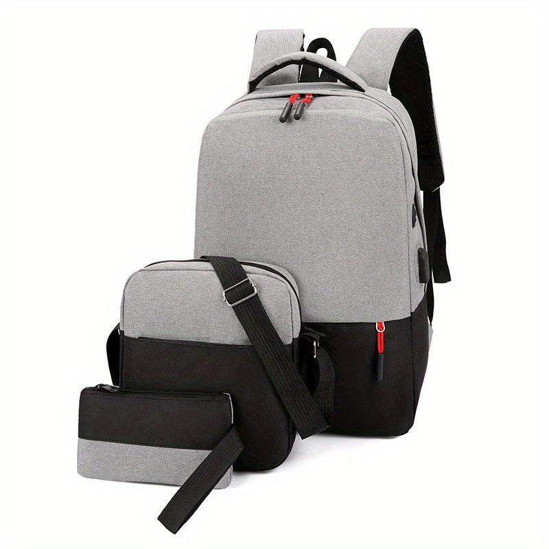 Preppy 3 Pcs Colorblock Bag Sets Backpack Crossbody Clutch Pouch Back To School
