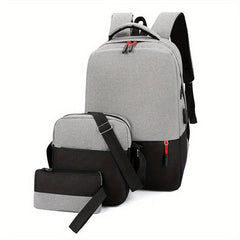 Preppy 3 Pcs Colorblock Bag Sets Backpack Crossbody Clutch Pouch Back To School
