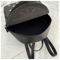 Rivets & Rhinestone Decor Backpack Zipper All Match Daypack