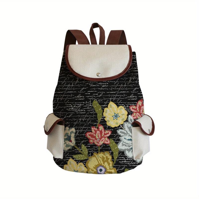 Vintage Flower Pattern Backpack Lightweight Classic Storage Travel Daypack