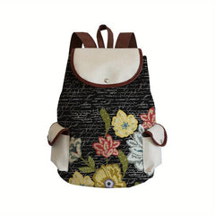 Vintage Flower Pattern Backpack Lightweight Classic Storage Travel Daypack