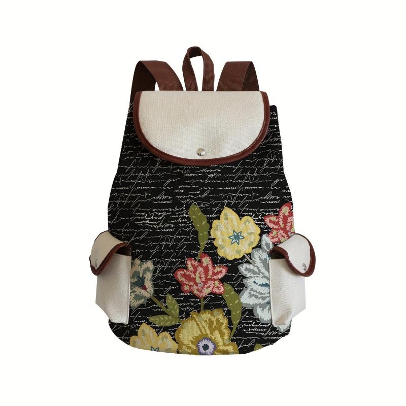 Vintage Flower Pattern Backpack Lightweight Classic Storage Travel Daypack