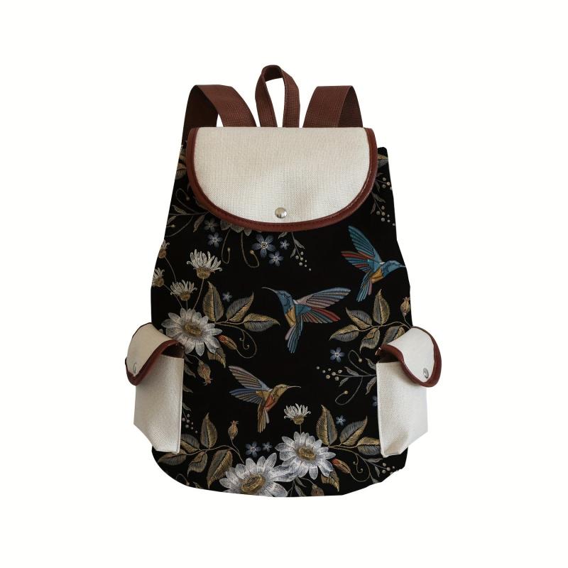 Vintage Flower Pattern Backpack Lightweight Classic Storage Travel Daypack