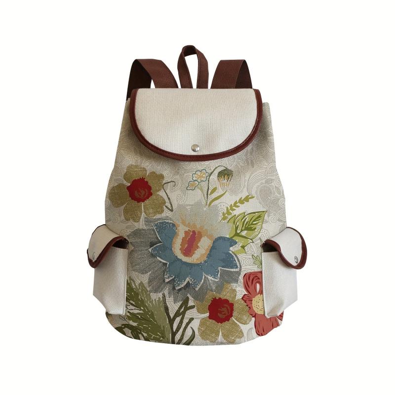 Vintage Flower Pattern Backpack Lightweight Classic Storage Travel Daypack