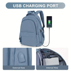 Large Capacity Backpack USB Charging Port Dacron Lightweight Waterproof Bag