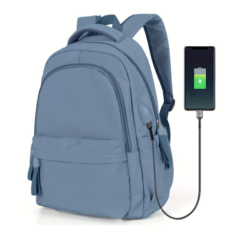 Large Capacity Backpack USB Charging Port Dacron Lightweight Waterproof Bag