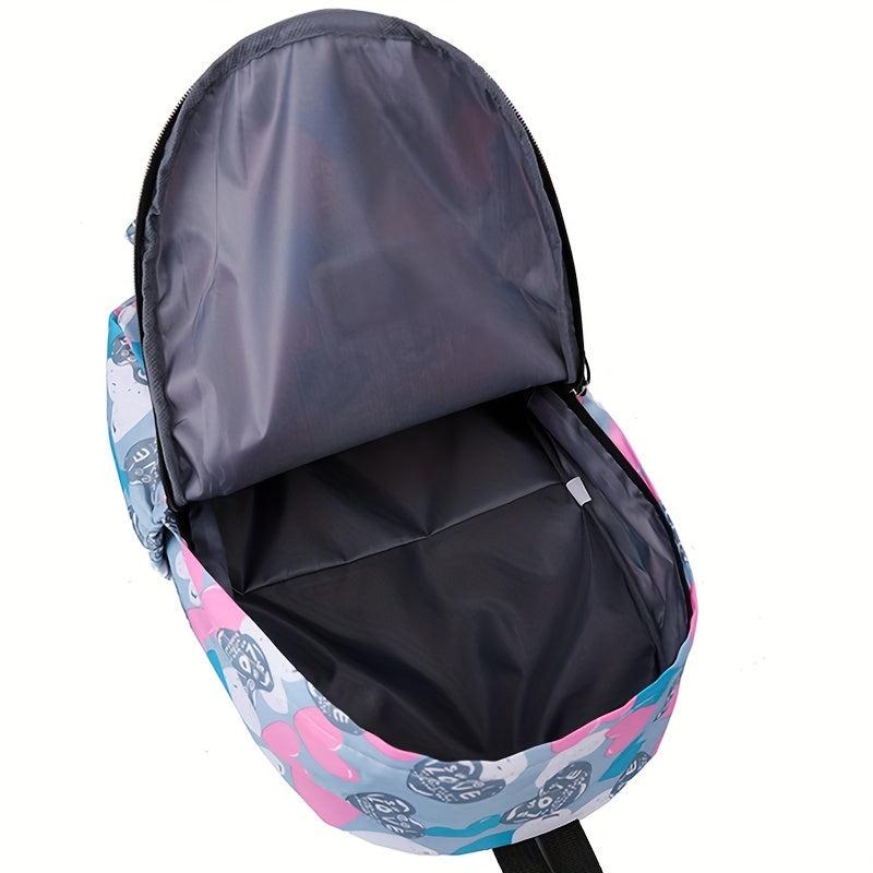 Cartoon Print Backpack School Daypack Large Capacity Travel Knapsack