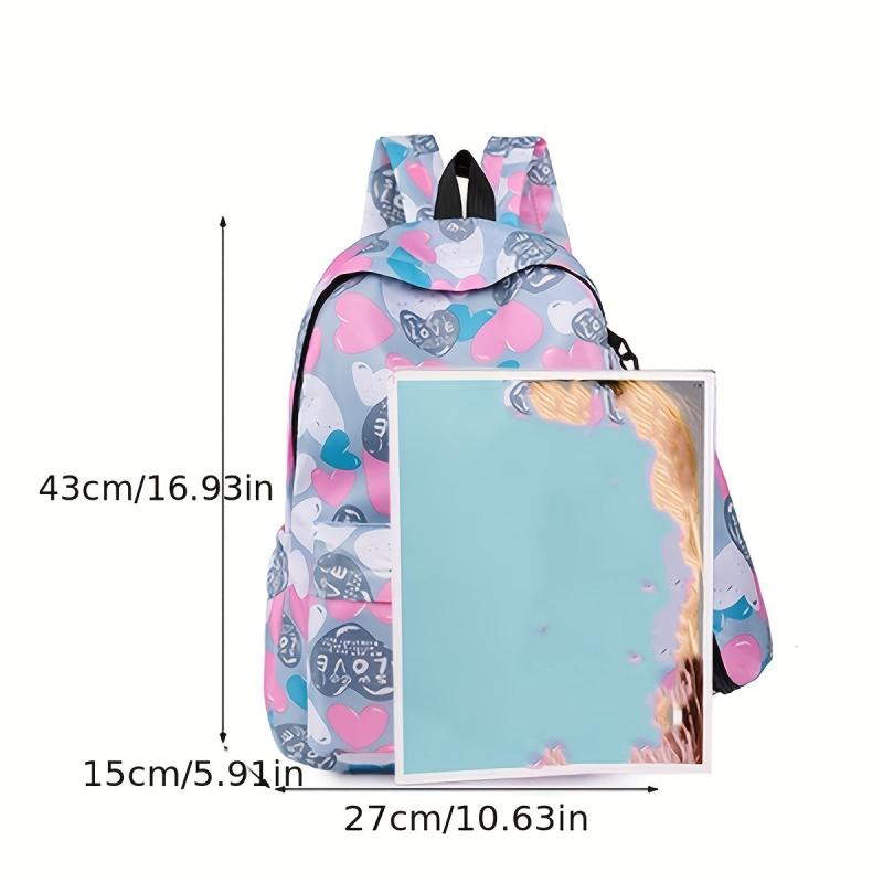 Cartoon Print Backpack School Daypack Large Capacity Travel Knapsack