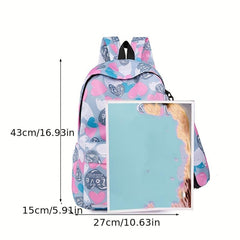Cartoon Print Backpack School Daypack Large Capacity Travel Knapsack