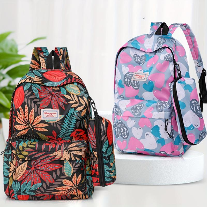 Cartoon Print Backpack School Daypack Large Capacity Travel Knapsack