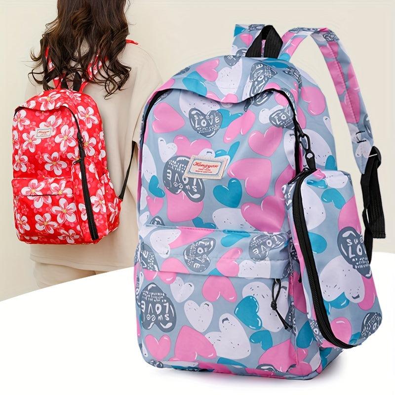Cartoon Print Backpack School Daypack Large Capacity Travel Knapsack