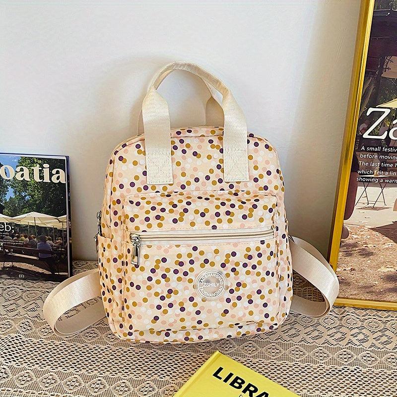 Polka Dot Print Backpack Stylish Nylon Travel Daypack Lightweight
