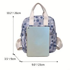 Polka Dot Print Backpack Stylish Nylon Travel Daypack Lightweight