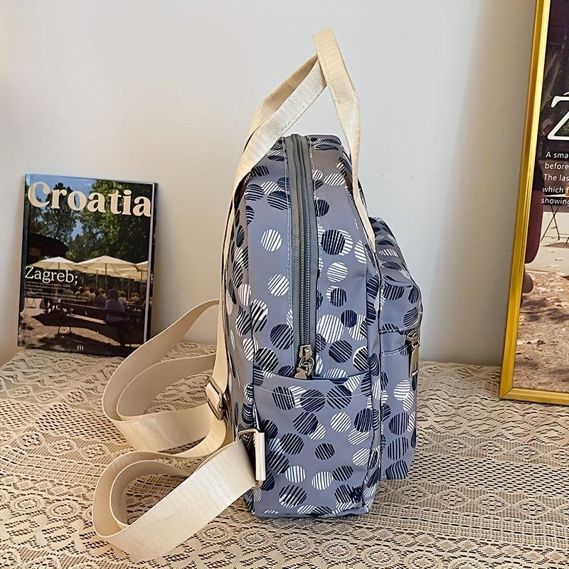 Polka Dot Print Backpack Stylish Nylon Travel Daypack Lightweight