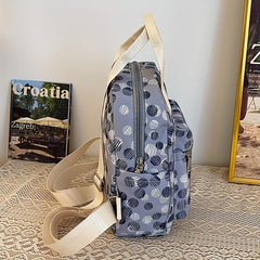 Polka Dot Print Backpack Stylish Nylon Travel Daypack Lightweight