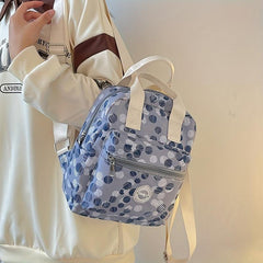 Polka Dot Print Backpack Stylish Nylon Travel Daypack Lightweight