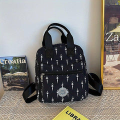 Polka Dot Print Backpack Stylish Nylon Travel Daypack Lightweight