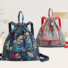 Women's Printed Backpack Drawstring Bag Lightweight Sports Bag