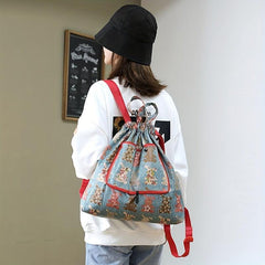 Women's Printed Backpack Drawstring Bag Lightweight Sports Bag