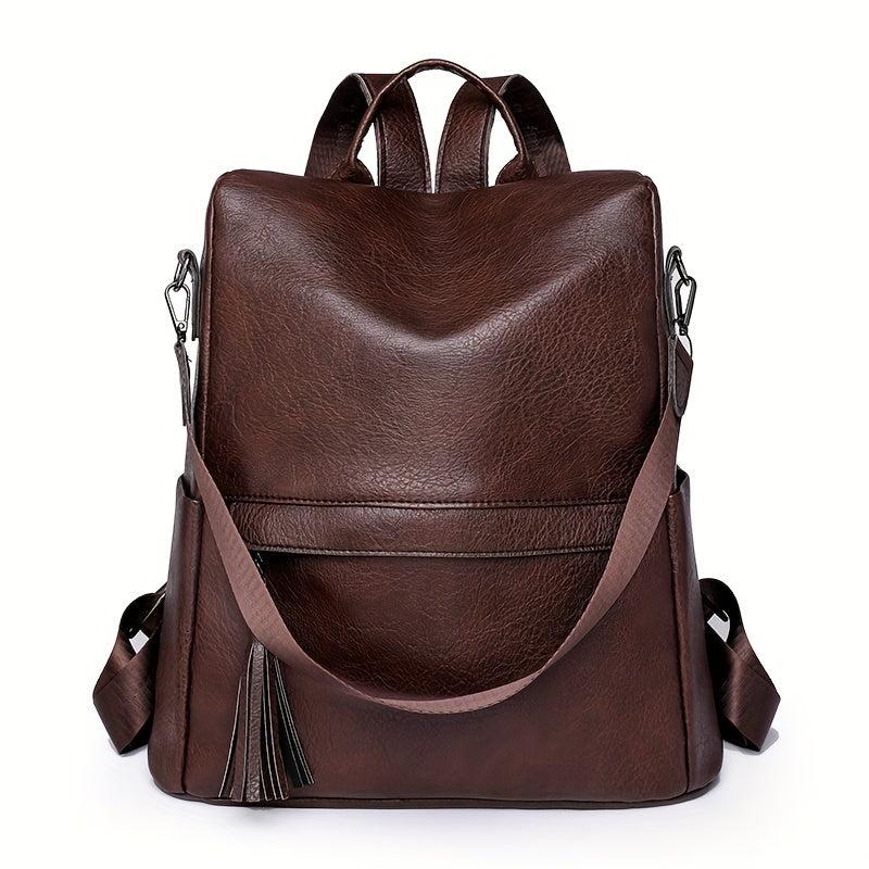 Solid Casual Backpack Women's All Match Rucksack Versatile Travel Bag