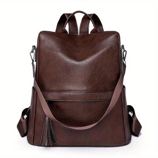 Solid Casual Backpack Women's All Match Rucksack Versatile Travel Bag