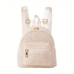 Straw Woven Backpack Purse Beach Travel Bag Braided Daypack