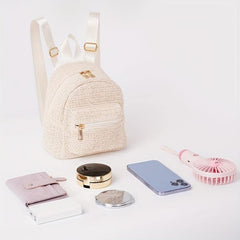 Straw Woven Backpack Purse Beach Travel Bag Braided Daypack