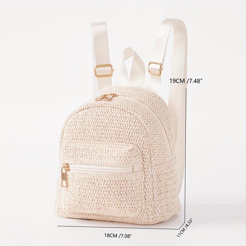 Straw Woven Backpack Purse Beach Travel Bag Braided Daypack
