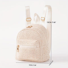 Straw Woven Backpack Purse Beach Travel Bag Braided Daypack