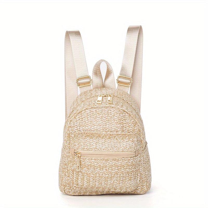 Straw Woven Backpack Purse Beach Travel Bag Braided Daypack