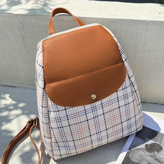 Plaid Pattern Backpack Purse Preppy Back To School Daypack Flap Travel Knapsack