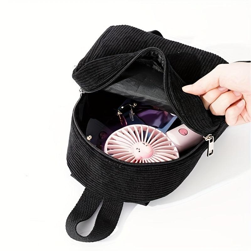 Corduroy Mini Backpack for Women - Stylish Rucksack for Shopping & Travel