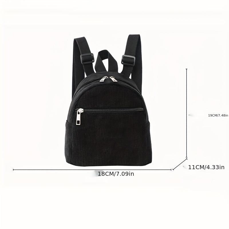 Corduroy Mini Backpack for Women - Stylish Rucksack for Shopping & Travel