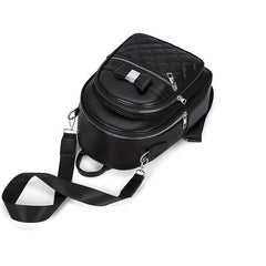 Quilted Convertible Backpack Bow Decor Casual Travel Bag