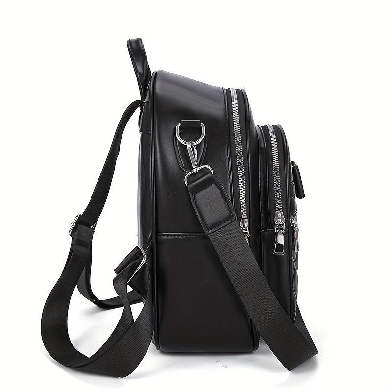 Quilted Convertible Backpack Bow Decor Casual Travel Bag