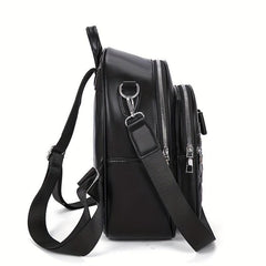 Quilted Convertible Backpack Bow Decor Casual Travel Bag