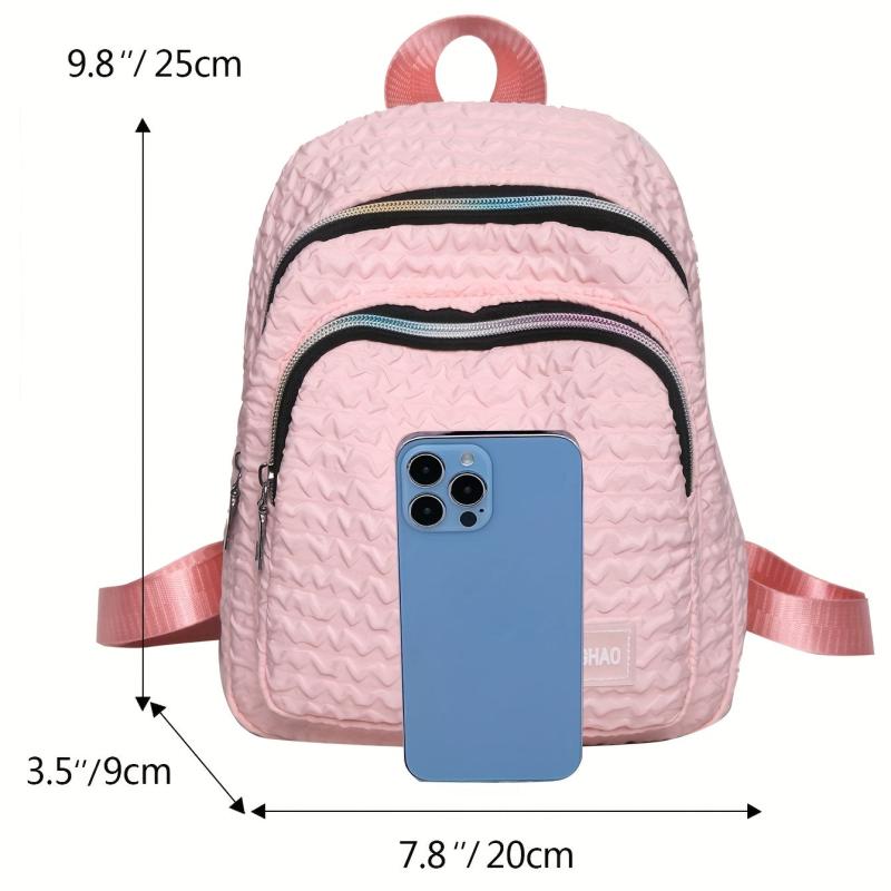 Bubble Ruched Backpack Ombre Zipper School Bag