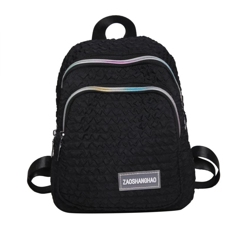 Bubble Ruched Backpack Ombre Zipper School Bag