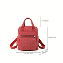 Quilted Top Handle Backpack Nylon Waterproof Travel Commuter Bag