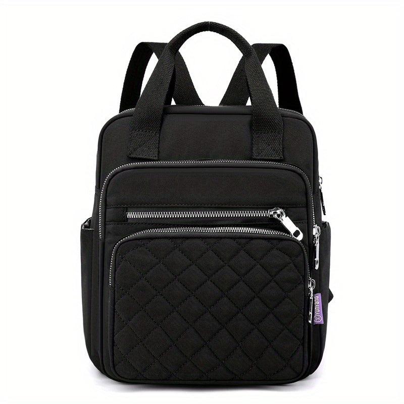 Quilted Top Handle Backpack Nylon Waterproof Travel Commuter Bag
