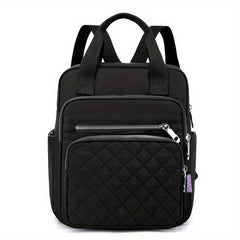 Quilted Top Handle Backpack Nylon Waterproof Travel Commuter Bag