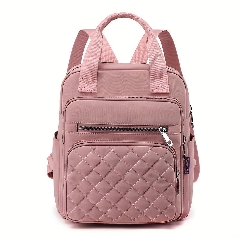 Quilted Top Handle Backpack Nylon Waterproof Travel Commuter Bag