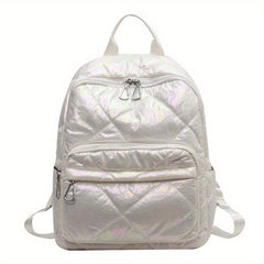 Pudder Quilted Backpack Casual Students Schoolbag Metallic Travel Rucksack