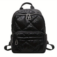 Pudder Quilted Backpack Casual Students Schoolbag Metallic Travel Rucksack