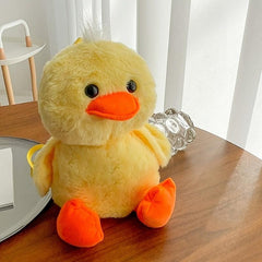 Mini Yellow Duck Backpack Chain Fluffy Novelty Bag