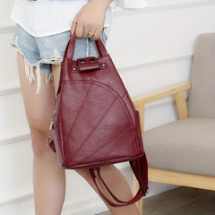 Casual Chest Bag PU Leather Sling Backpack