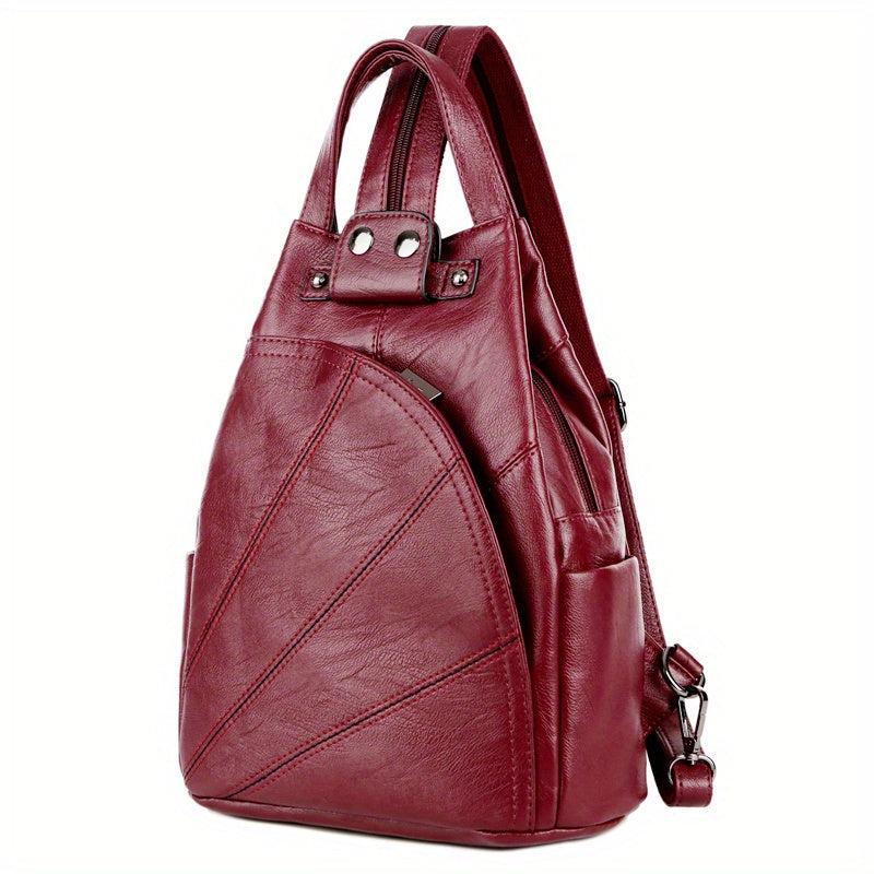 Casual Chest Bag PU Leather Sling Backpack