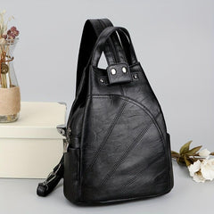 Casual Chest Bag PU Leather Sling Backpack